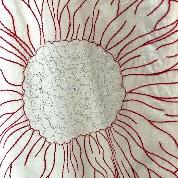 SILVIA TCHERASSI Mayfair embroidered red sunflowers boho maxi tunic dress L - Picture 12 of 14